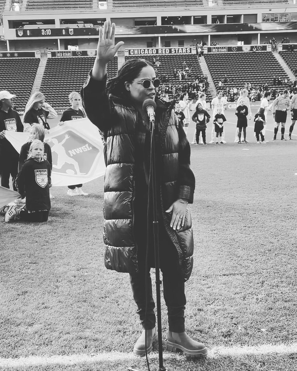 AND WE BACK AND WE BACK AND WE BACK — Blessed that I get another swing at this 💪🏽💯 We gone crush it AGAIN 😭❤️ — #jennifair #chicagoredstars #nationalanthem #chicago #SIMP