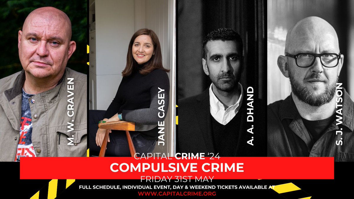 📣 Festival highlights: Compulsive Crime featuring @MWCravenUK, @aadhand, @JaneCaseyAuthor & @SJ_Watson 👏 These bestselling authors reveal their secret to creating compelling characters and stories, and what it's like keeping up with demand. 👉 capitalcrime.org/shop 👈