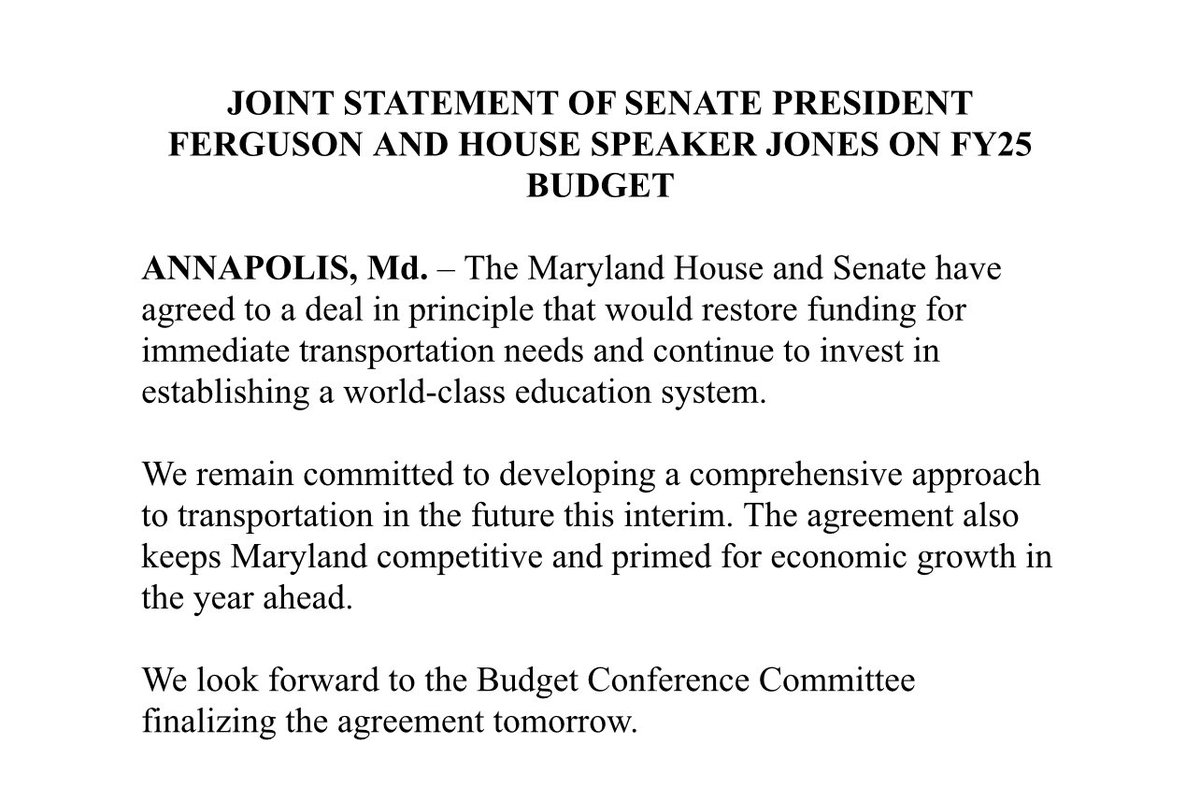 See my joint statement with @SenBillFerg on the FY25 Budget: