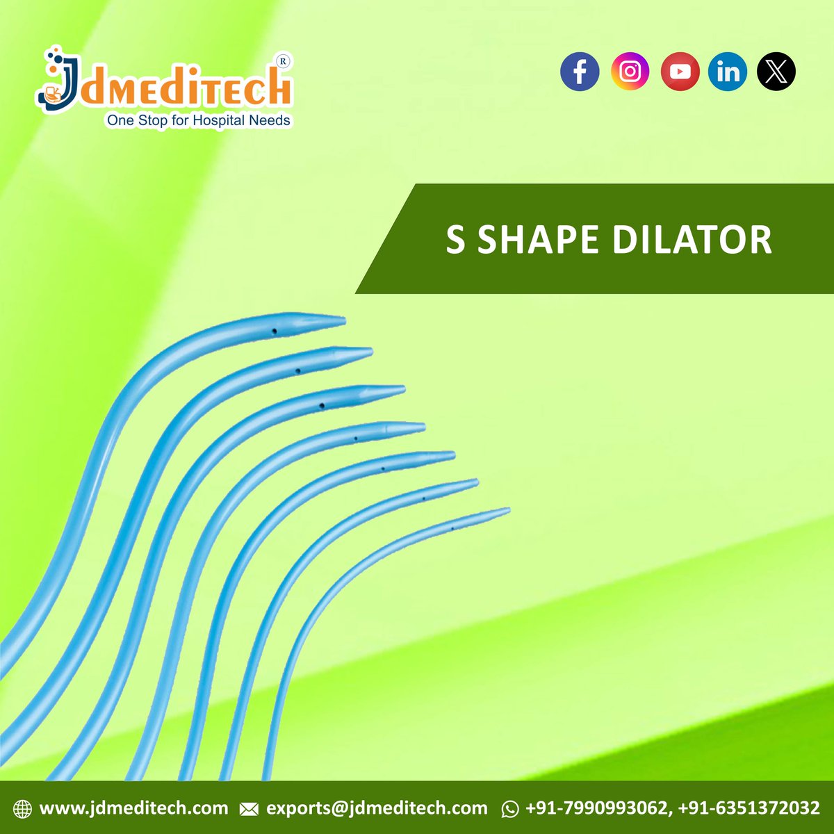 JdMeditech's tweet photo. JD Meditech - S Shape Dilator
Email: exports@jdmeditech.com
Website: https://t.co/nzcS6vFt5u
#SShapeDilator #jdmeditech #surgicalneedle #introducerneedle #medicaldevices #urologyproducts #urologypediatrics #urologydoctor #urologyequipments #urologistas #urologia #urologist https://t.co/w0DA6qdgy4
