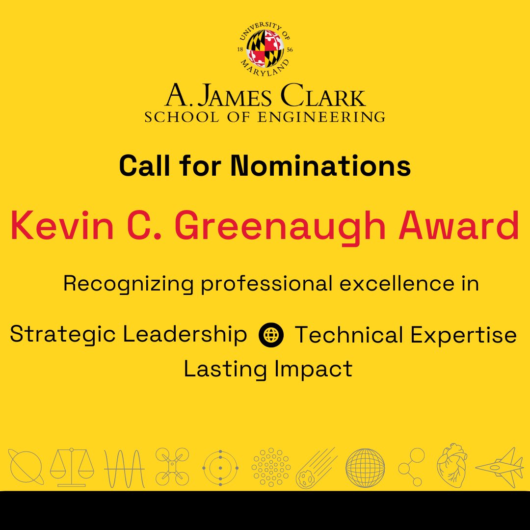 Nominations are open for the Kevin C. Greenaugh Award! Help us recognize a strategic leader whose professional excellence and technical contributions ensure America's prosperity and demonstrate engineering's potential for good. Make a nomination by 4/28: go.umd.edu/3x6JNlT