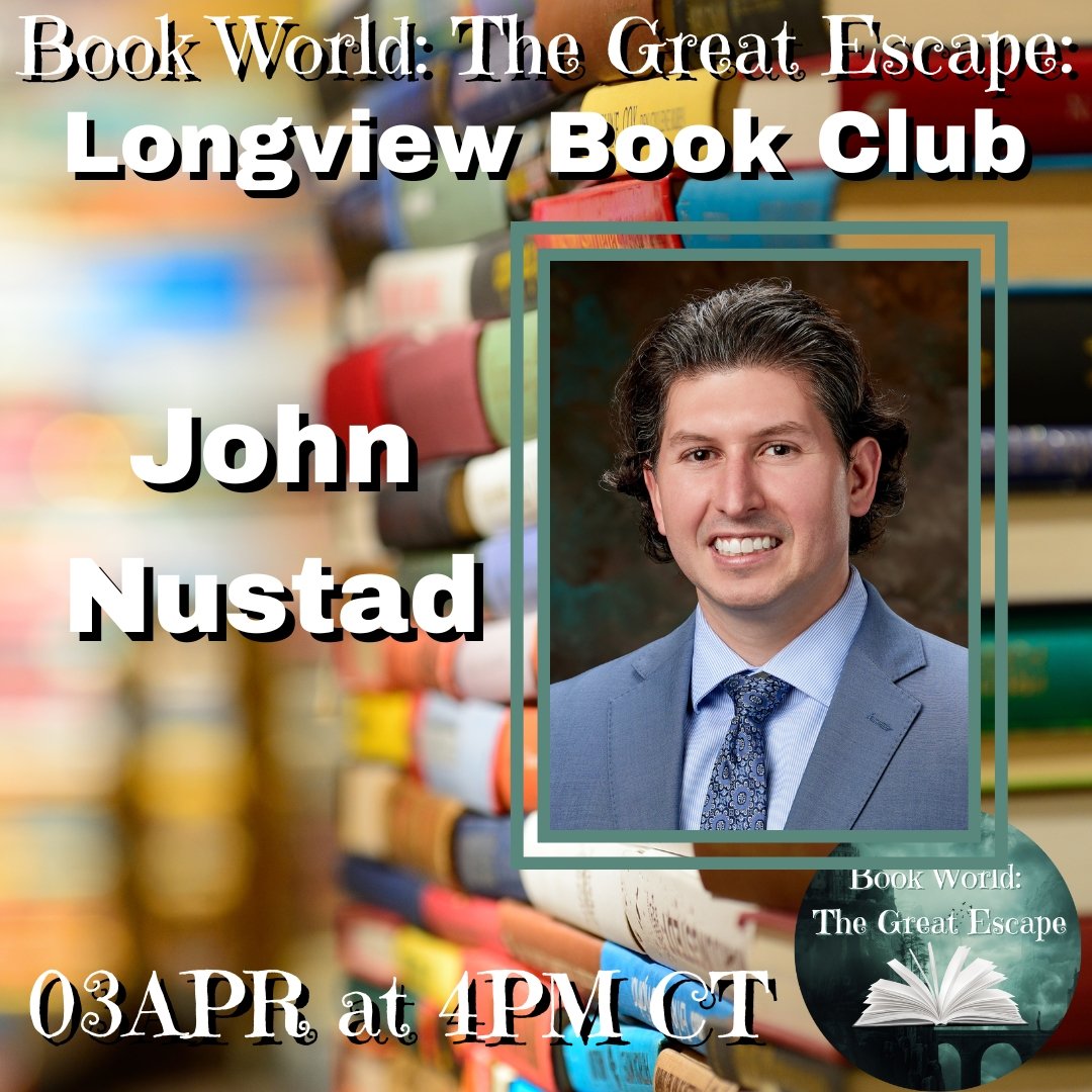 Be sure to tune into today's 4:00 pm Book World Podcast when our guest will be John Nustad of the Longview Book Club. #bookworld #podcast #bookclub #bookclubs #Longview #authormsclifton #michaelscottclifton
