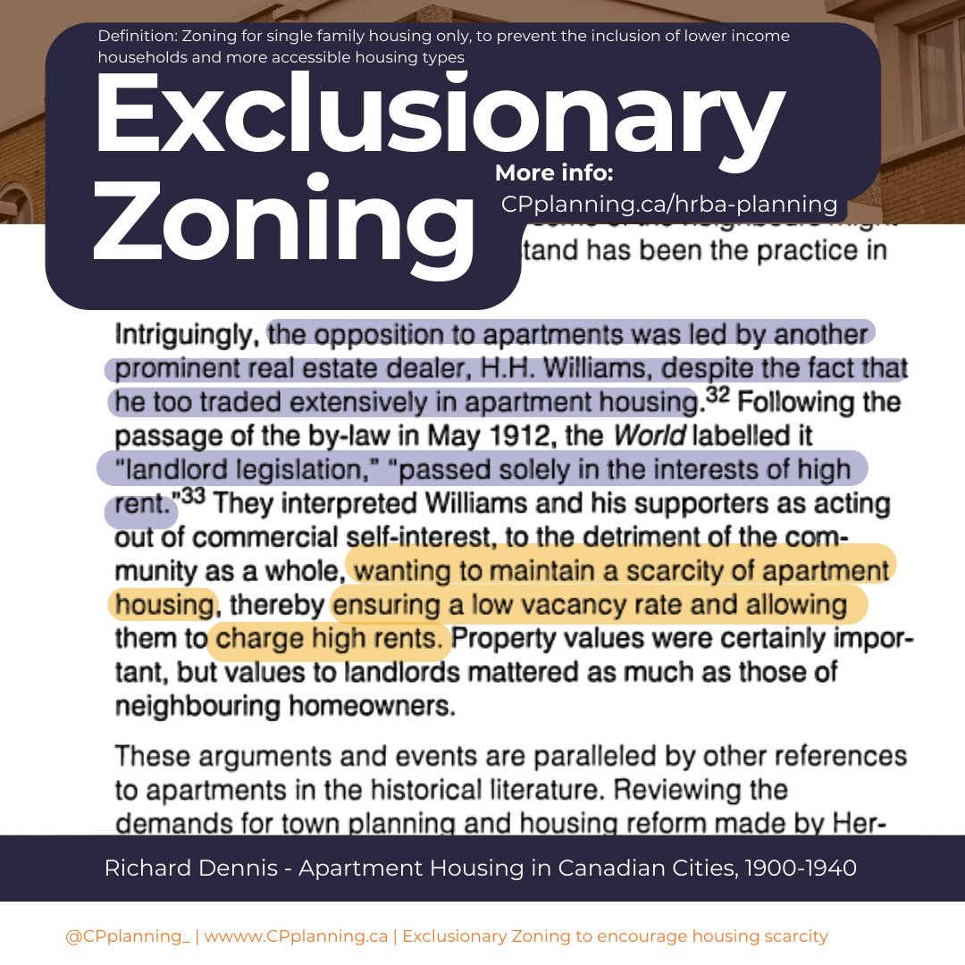 Some say, exclusionary zoning was in place to support increasing housing scarcity. What do you think? Read Richard's article, and learn more at -> cpplanning.ca/hrba-planning