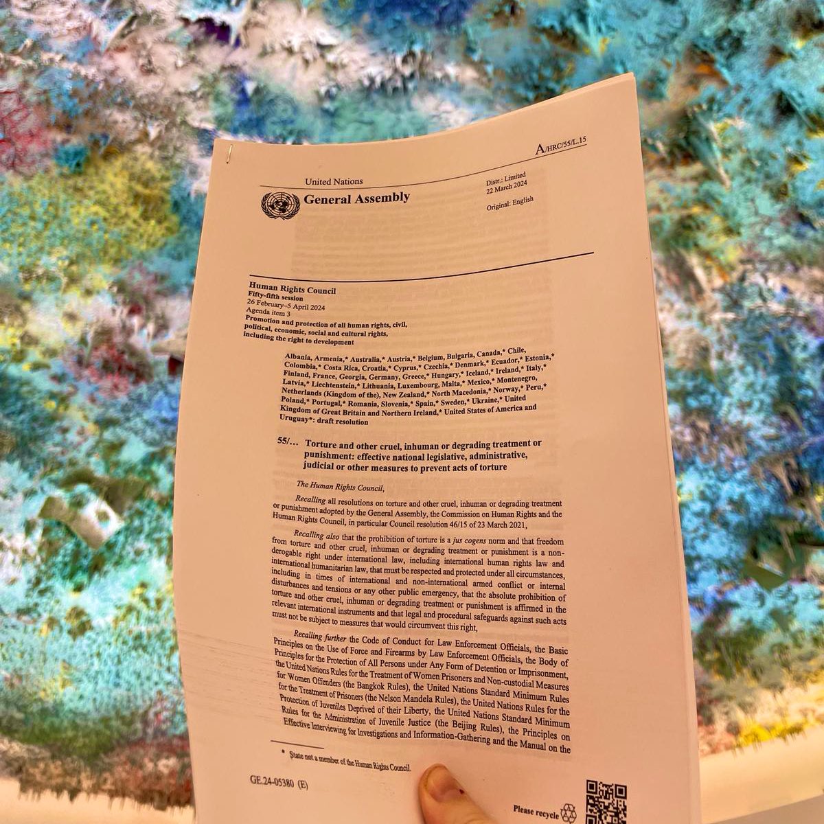 Danish-led #HRC55 resolution on national measures to prevent torture was just adopted by consensus at @UN_HRC! 🇩🇰 has been a proud penholder of 🇺🇳 resolutions on torture for 25+ years. Torture remains a top priority & we will continue to work to protect the dignity of all 🌍