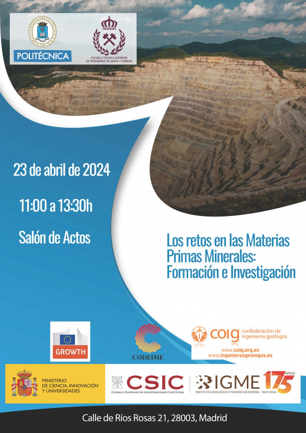 minasenergiaupm (@minasenergiaupm) on Twitter photo Los retos en las Materias Primas Minerales: Formación e Investigación
📅 23 de abril de 2024 a las 11:00h
📌 Salón de Actos de la #etsime
<a href="/CSIC/">CSIC</a> <a href="/minasenergiaupm/">minasenergiaupm</a> <a href="/La_UPM/">Universidad Politécnica de Madrid</a>
#invesitigación #somosupm Los retos en las Materias Primas Minerales: Formación e Investigación
📅 23 de abril de 2024 a las 11:00h
📌 Salón de Actos de la #etsime
<a href="/CSIC/">CSIC</a> <a href="/minasenergiaupm/">minasenergiaupm</a> <a href="/La_UPM/">Universidad Politécnica de Madrid</a>
#invesitigación #somosupm