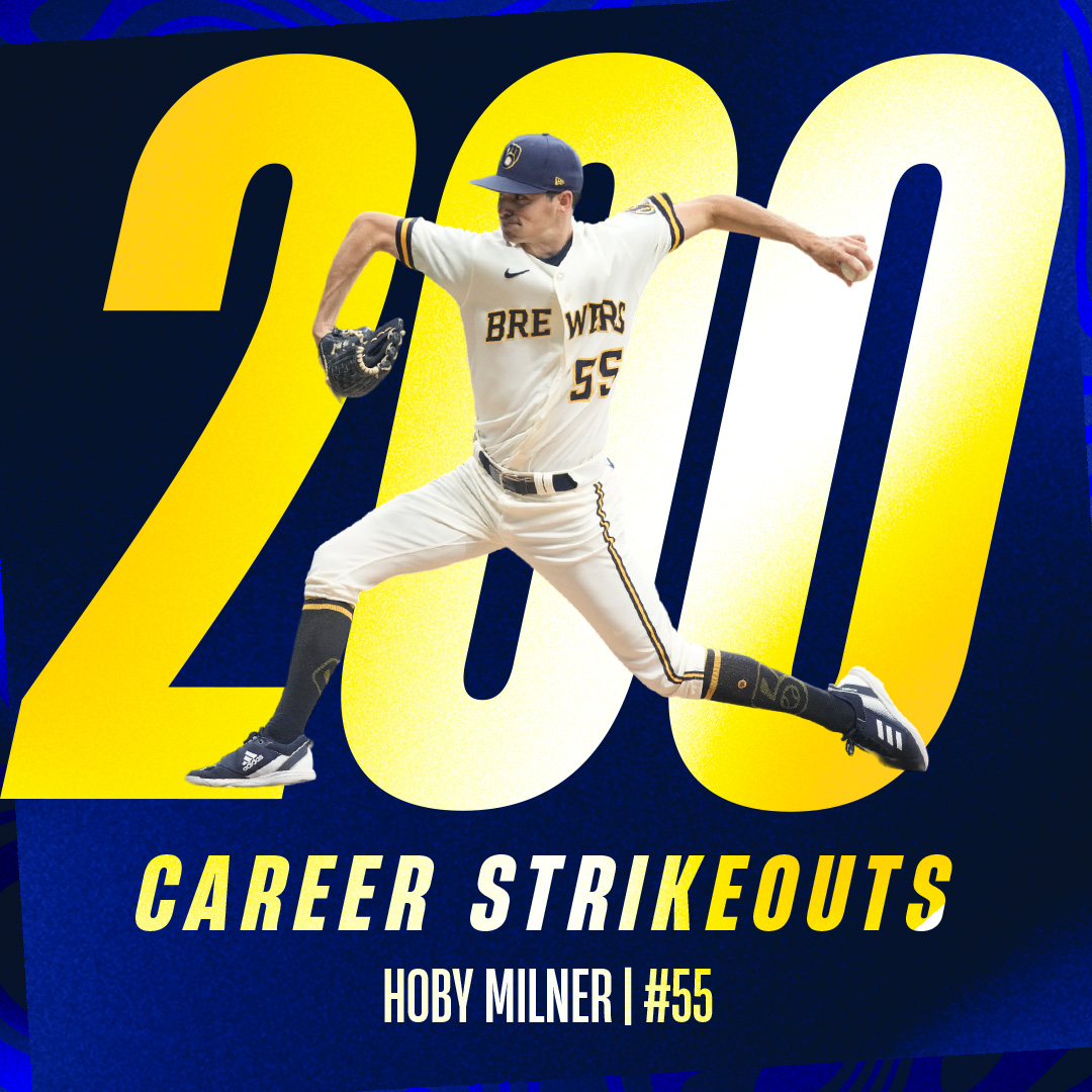 Brewers's tweet photo. Shoutout to Hoby Milner for notching career K No. 2⃣0⃣0⃣ yesterday! https://t.co/HkSR8sAPop
