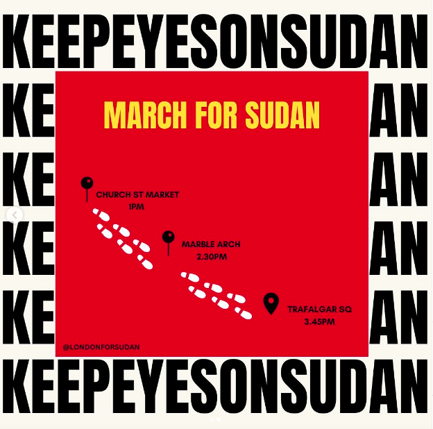 #KeepEyesOnSudan Join the global March For Sudan on the 13th of April to commemorate 1 year since violence broke out. Currently in Sudan: 8.1 million people are internally displaced. 25 million are in need. 13,900 fatalities have been reported 27,000 have been injured.