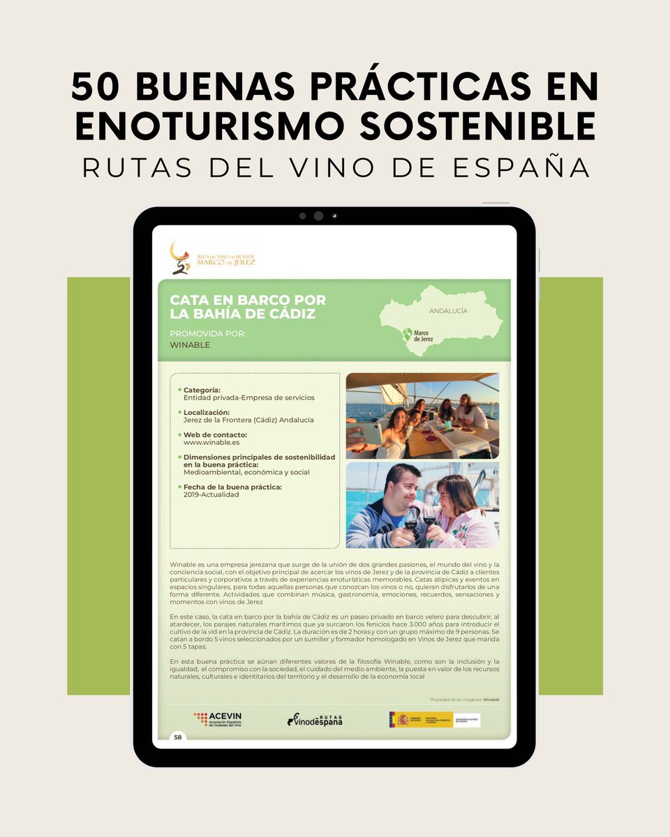 Hoy celebramos el lanzamiento de la guía “50 Buenas Prácticas en Enoturismo Sostenible - @rutasvinoespana”. ¡Tres iniciativas del Marco de Jerez han sido seleccionadas! Descubre los 50 proyectos más destacados en materia de sostenibilidad turística 👉🏽 wineroutesofspain.com/wp-content/upl…