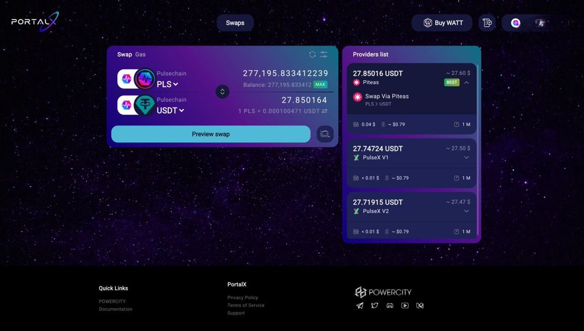 On chain swaps using portalxswap.io are now re-enabled for #PulseChain. Aggregators are powerful tools to find the best output rates. Therefore, @piteasio is now integrated as a provider. Thank you @piteasio and @CryptoRubic for working with us in this endeavor so…