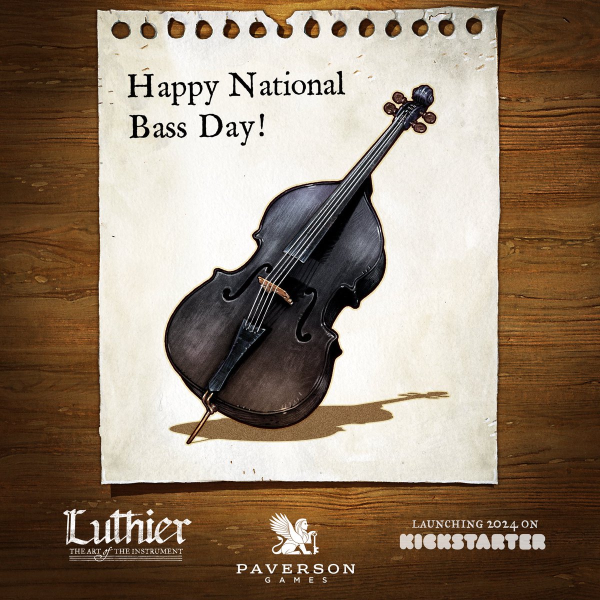 Happy National #Bass Day! 🎻Join us as we celebrate the art of the instrument for our board game, #Luthier, coming to #Kickstarter in 2024!  #NationalBassDay #doublebass #musicalinstrument #luthiergame #paversongames #orchestra #classicalmusic #music #chambermusic #symphony