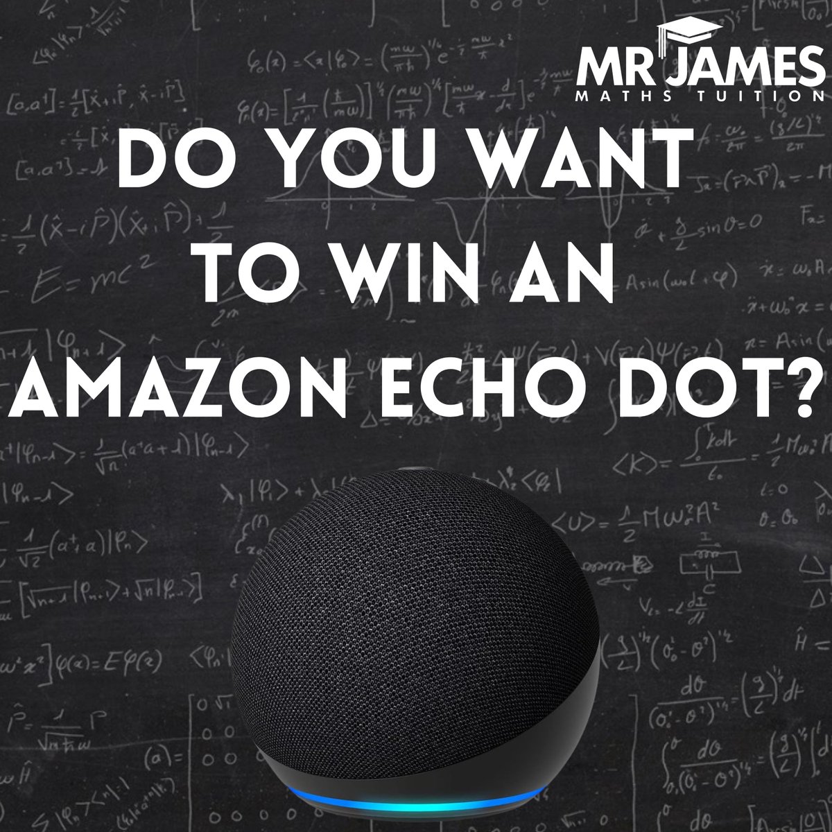 ***COMPETITION TIME*** Do you want to win an Amazon Echo Dot? If so, follow the instructions below to be in with the chance of winning: 1) Like the Mr James Maths Tuition Facebook Page 2) Follow the Mr James Maths Tuition Instagram Page @mrjamestuition and post a screenshot in