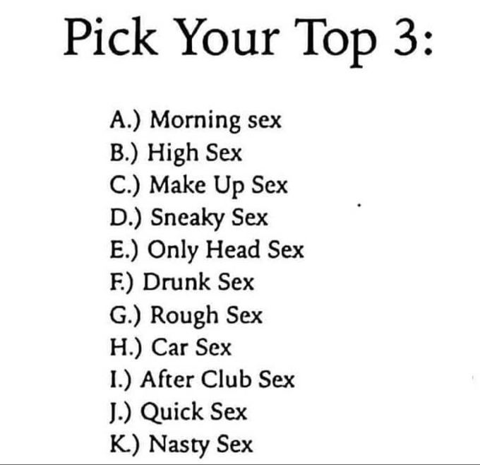 since the last quiz was such a hit here is another -  pick your top 3 https://t.co/RyF5hZJ2Ym