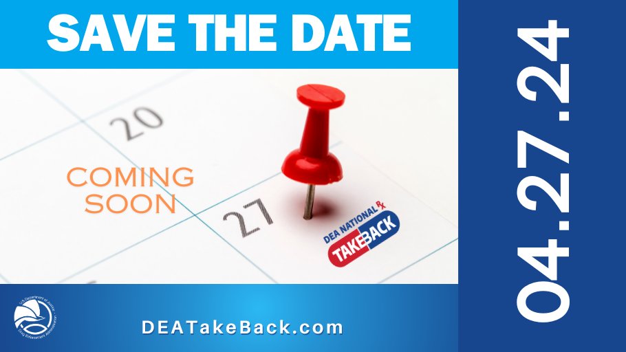 #SaveTheDate! Join the #DEANewYork in getting rid of any #expired, #unused and #unneeded #prescriptions & #medicine on Saturday, April 27, 2024, from 10am-2pm💊#TakeBackDay #TakeBack #DEA #NewYork #DEATakeBack #NewYorkCity #NY For locations please visit: DEATakeBack.com