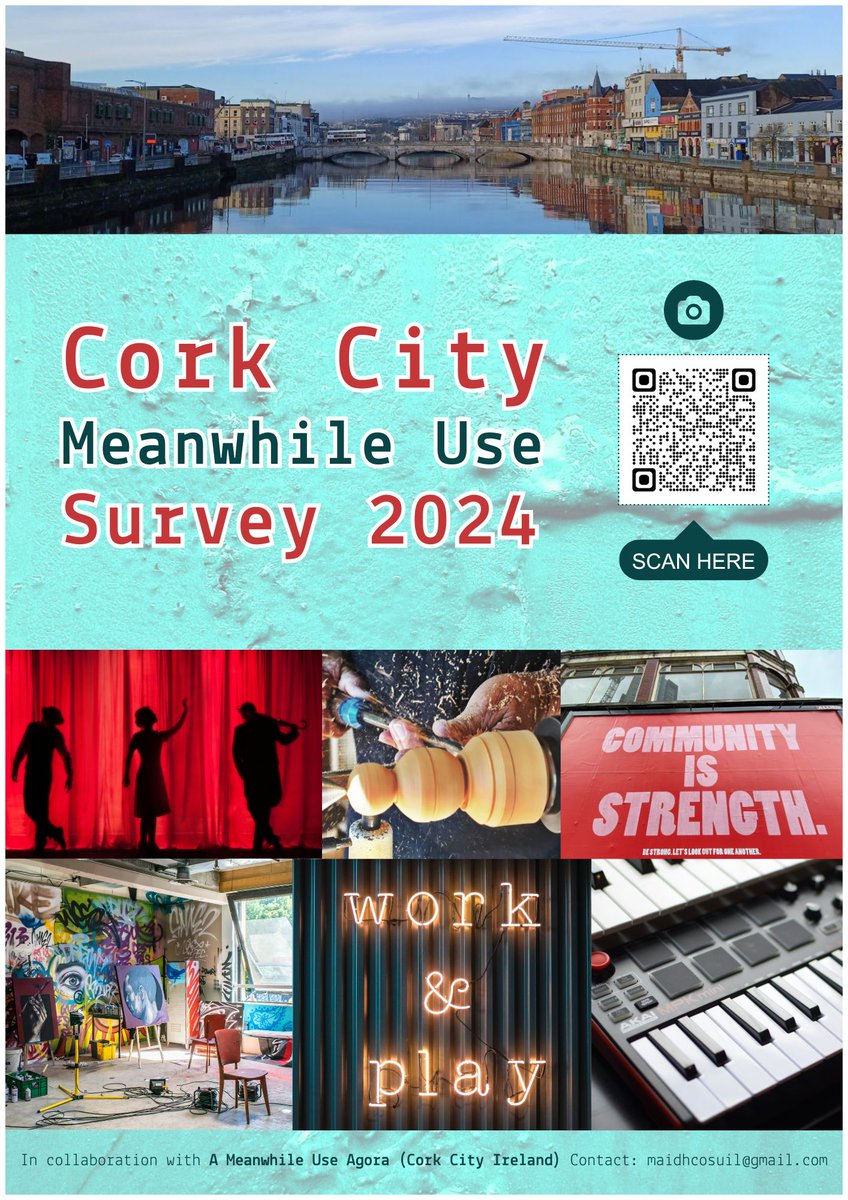 If you are creative, start-up or voluntary organisation and would consider 'Meanwhile Use' space as an option check #CorkCity #MeanwhileUseSurvey2024 This volunteer survey is aimed at people or groups looking for space to start-up or expand forms.gle/5FfFhTZpzd6p8y… 
#PolicyChange