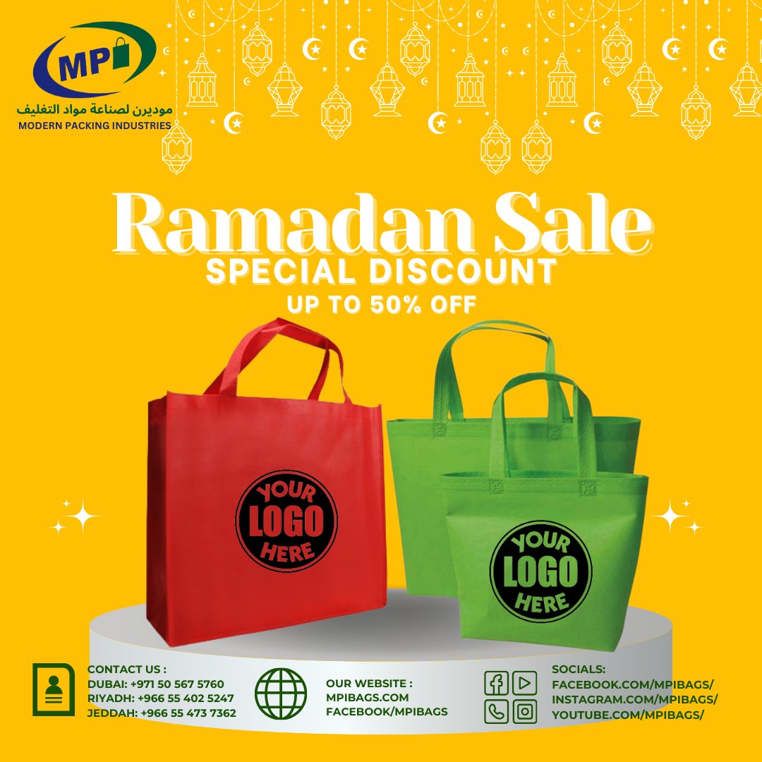 Elevate your Ramadan shopping with our eco-friendly non-woven bags! 🌙✨ #RamadanOffer #SustainableShopping #NonWovenBags #EcoFriendly #ShopGreen #mpibags #ModernPackingIndustries