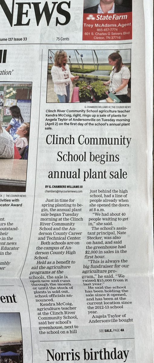 Extra! Extra! Extra! Read All About It!! CRCS and our friends from Anderson County High School made the Clinton Courier News this week!! I’m super proud of our staff, students and neighbors!! @ACSchoolsTN @ACMav4Life @MaverickAD1 @BenDownsACMAVS @MrFreemanAC @nate_stecker