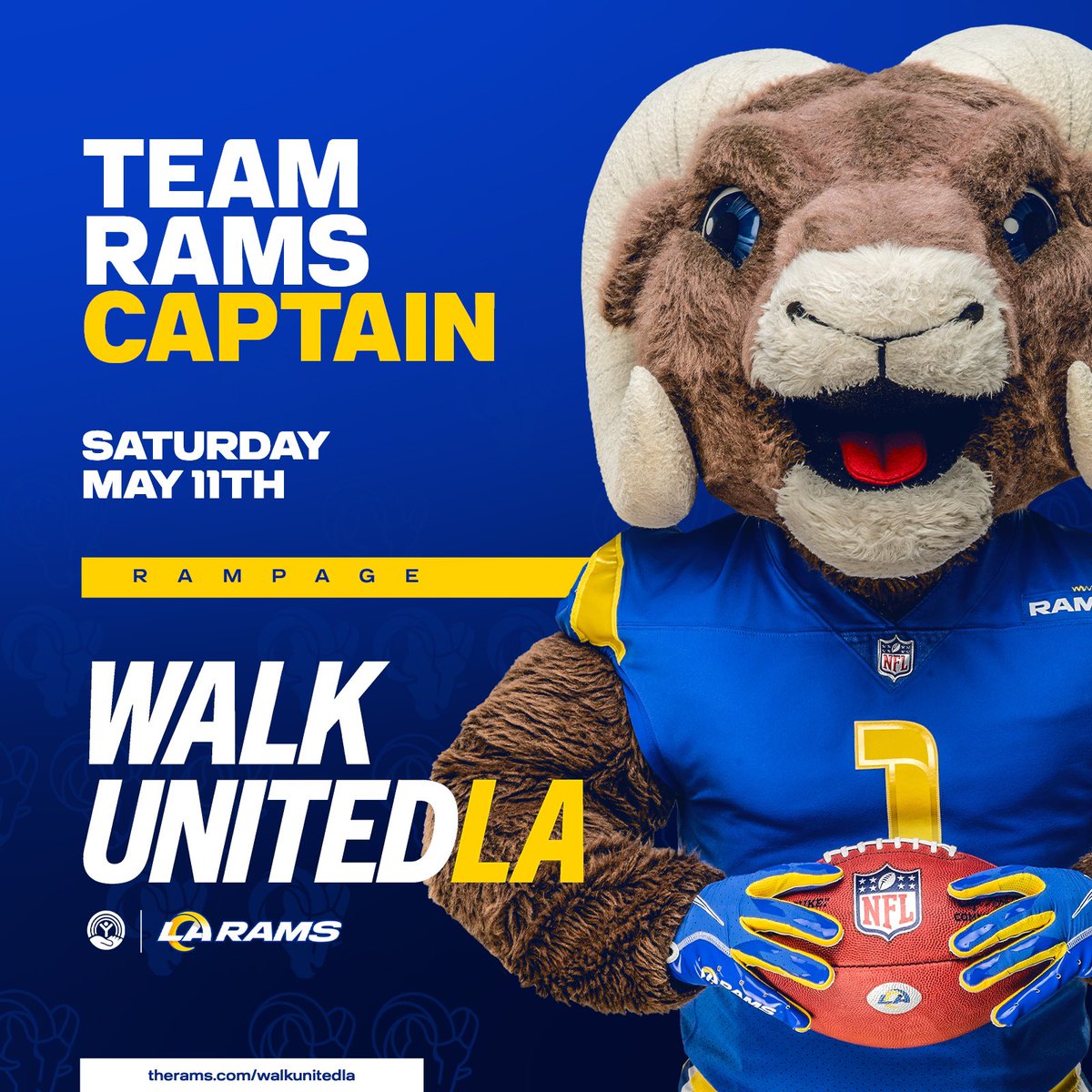 Want to walk/run for a great cause? Want to get cheered on by some of the players you cheer for every week? 🤔 Sign up today to join Team Rams for WalkUnitedLA! On May 11th, let’s show up for our neighbors and tackle homelessness for good! 👊 » bit.ly/3wVG62f