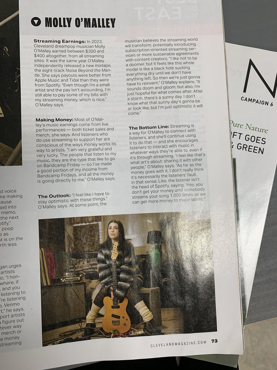 mollyomalleyx's tweet image. i’m in print!! in the eclipse issue of @ClevelandMag! featuring me and my g&amp;amp;l in my practice space! how cool! :-)