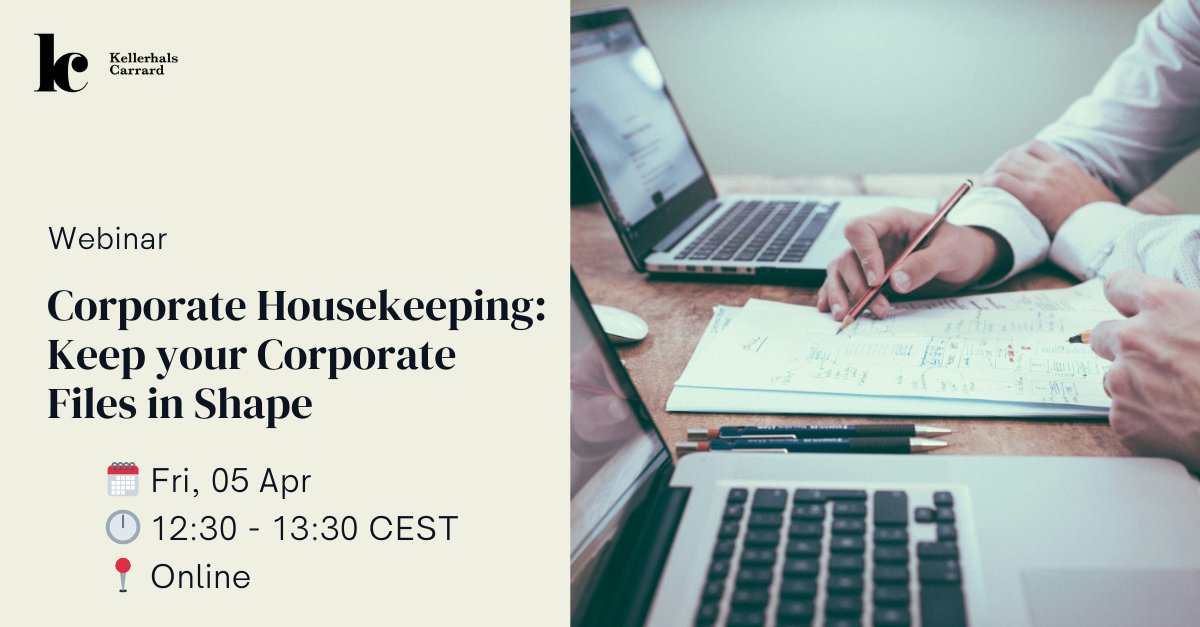 Register for our free corporate housekeeping webinar: Learn how to correctly hold the mandatory annual general meeting of your company and get useful input on a number of further corporate housekeeping tasks.bit.ly/3xfoEG8 #ThisIsKellerhalsCarrard #LawyersInCharge