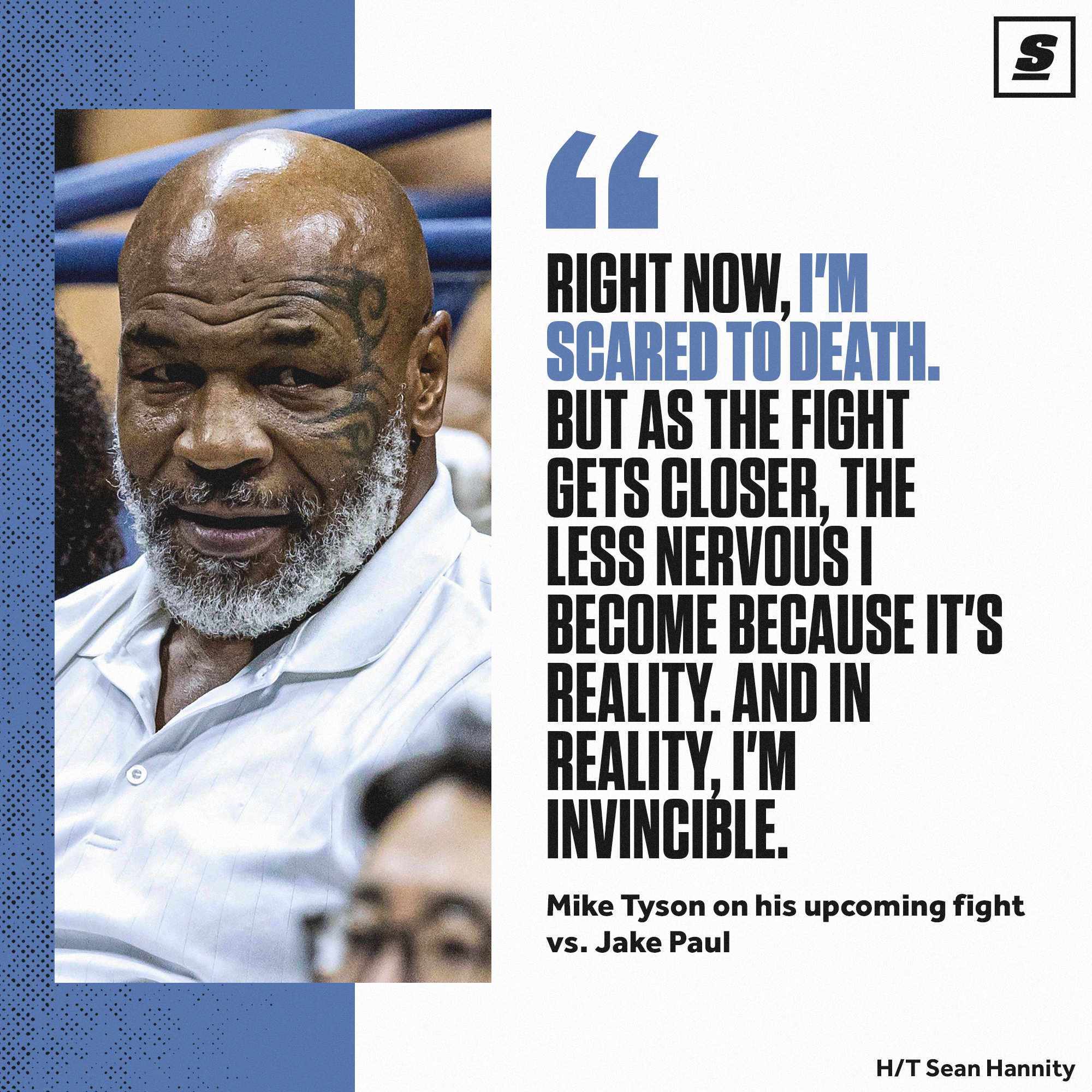 theScore on X: “Mike Tyson says he’s ‘scared to death’ to fight 