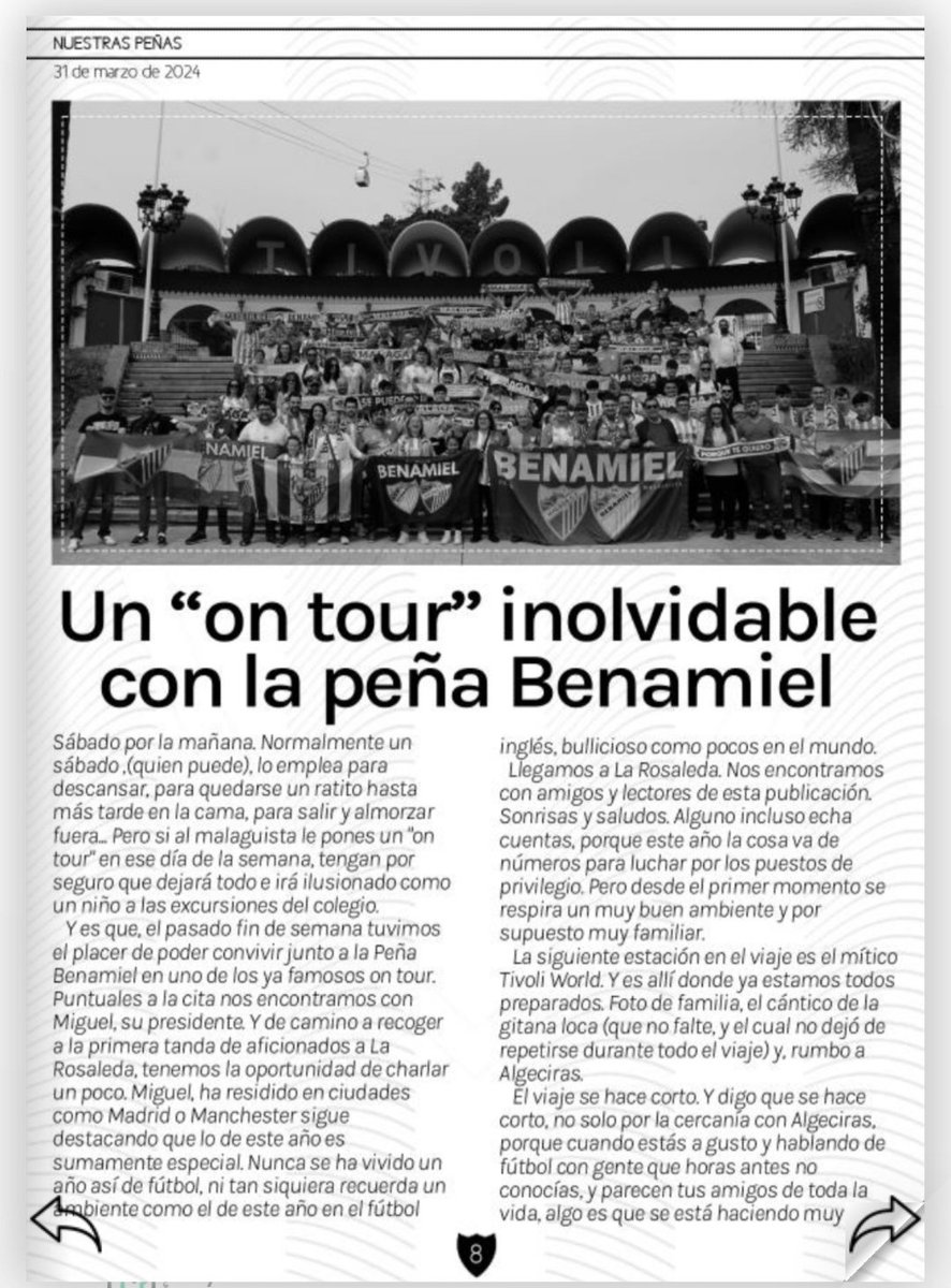 PMBENAMIEL's tweet photo. No lo decimos nosotros, lo dice @RosaledaFans en su último regalo al feudo Malaguista.

Gracias Alfredo por haber confiado en nuestra humilde peña FAMILIAR, para disfrutar del último desplazamiento a Algeciras, nuestras puertas abiertas siempre de par en par para tí y los tuyos. https://t.co/hTyZZjNiNw