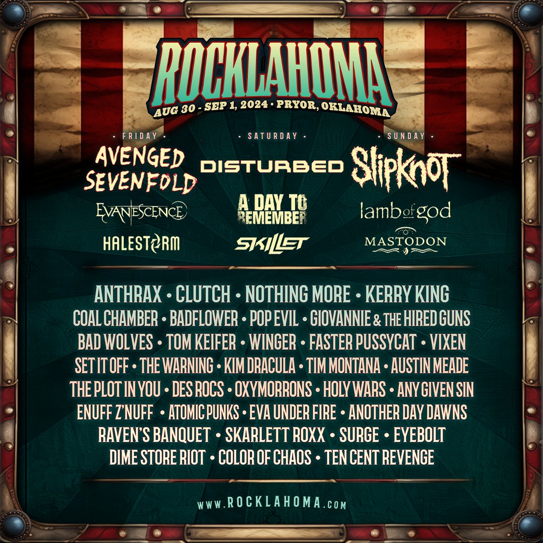 Disturbed Ones! We're headlining @Rocklahoma in Pryor, OK on Saturday, August 31. Tickets available Friday, April 5 at 10amCT. Details 🤘 disturbed1.com/news/new-show-…