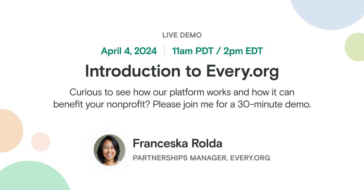 Curious about how Every.org can boost your nonprofit's online fundraising and simplify your workflow? Please join us tomorrow, April 4th, for a live 30-minute demo of our platform. Register here: us06web.zoom.us/webinar/regist…