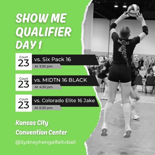 Sydney Hengelfelt (@_sydney_heng) on Twitter photo Super excited to compete at the Show Me qualifier in 16 USA this weekend! Stop by court 23 to see me and my team play! <a href="/VBallrecruiter/">Kara Hill</a> <a href="/CoachSamWol23/">Sam Wolinski</a> <a href="/Jennabanz/">Jenna Banz</a> <a href="/vballphil/">Christine Phillips</a> Super excited to compete at the Show Me qualifier in 16 USA this weekend! Stop by court 23 to see me and my team play! <a href="/VBallrecruiter/">Kara Hill</a> <a href="/CoachSamWol23/">Sam Wolinski</a> <a href="/Jennabanz/">Jenna Banz</a> <a href="/vballphil/">Christine Phillips</a>