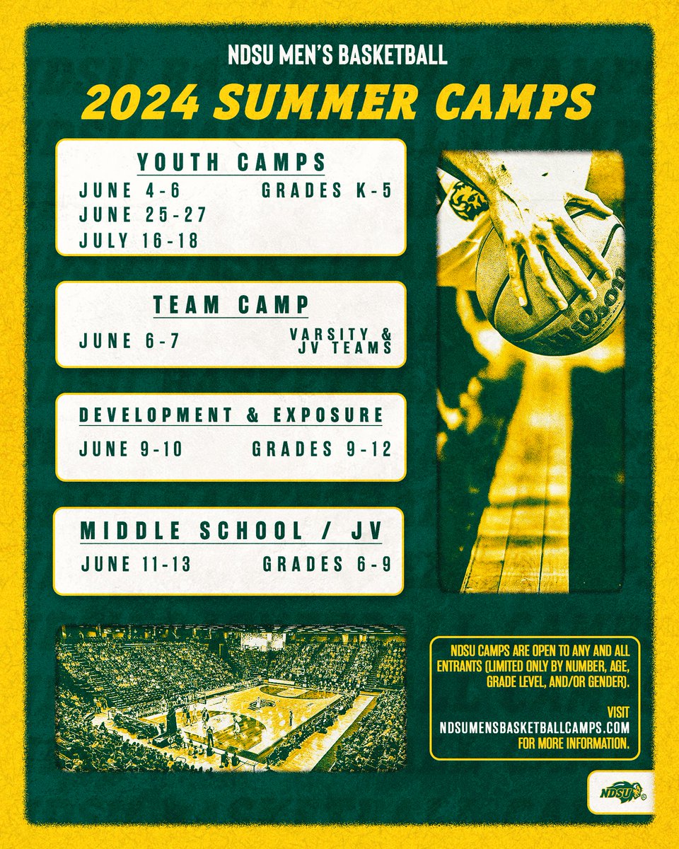 Grow your game with us this summer! 👉 NDSUMensBasketballCamps.com