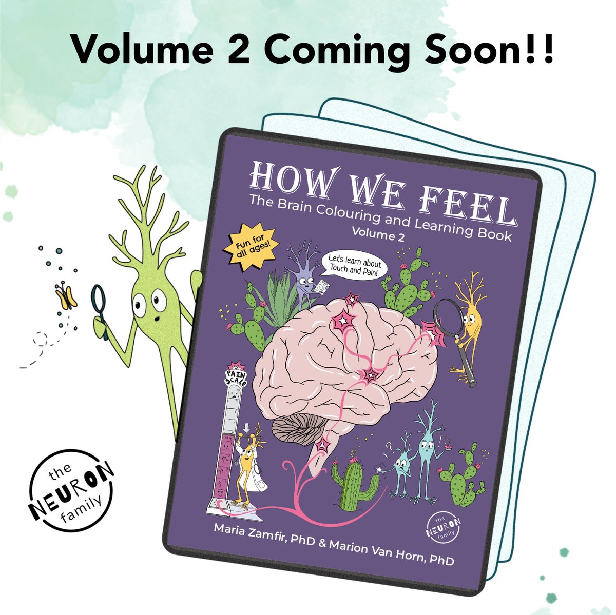 The second volume of the Brain Colouring and Learning Book is coming soon! ✨ 'How We Feel' will cover everything you need to know about Touch, Pain and Pain Relief ! Thanks to our official partners @rqrd_qprn @aecrpain for their support in creating this volume 2 😊📚