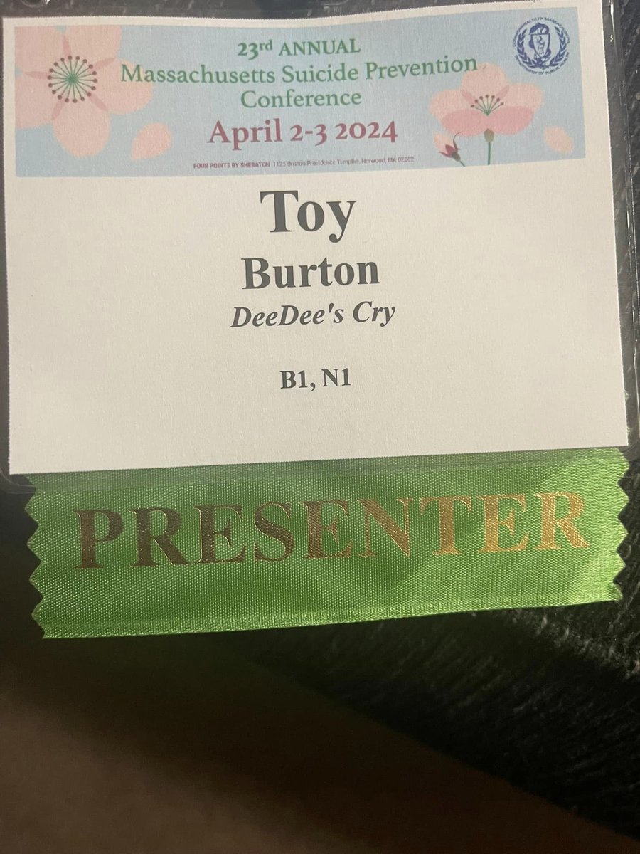 Yesterday, I was on a panel at the 23rd Annual Massachusetts Suicide Prevention Conference to discuss DeeDee's Cry Boston LOSS Team. When there's a suicide, the LOSS Team meets with the family to provide support and resources. There are six LOSS Teams across Massachusetts.
