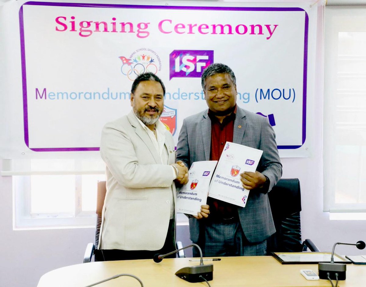 ISF Member Organization to Strengthen Cooperation with National Sport Associations | International School Sport Federation (isfsports.org) NSSF signed today 2 significant MoUs with the Nepal Badminton Association (NBA) and the Nepal Basketball Association (NeBA).