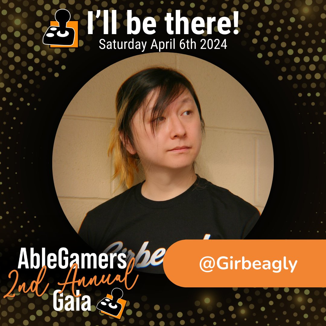 Get ready to party with @girbeagly on April 6th at our virtual Gala! All proceeds from this event get disabled players access to the hardware and guidance they need to play the games we all love. Let's change lives through video games! Grab your tickets: ablegamers.org/gala-2024/