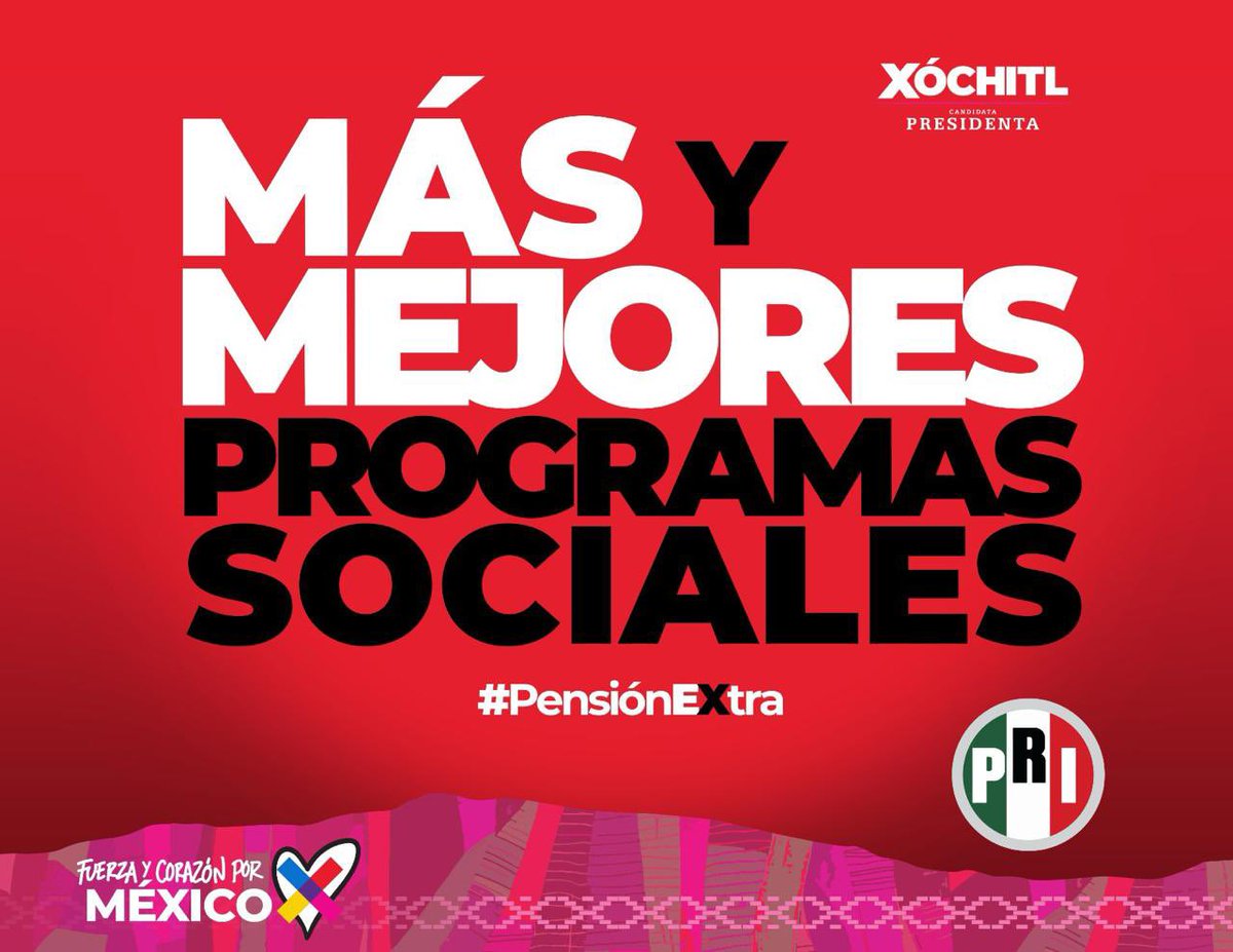 Con la #PensiónEXtra propuesta por <a href="/XochitlGalvez/">Xóchitl Gálvez Ruiz</a>, respaldada por el <a href="/PRI_Nacional/">PRI</a>, recibirás este beneficio a partir de los 60 años, y si lo requieres, podrás obtener prótesis dentales, lentes, operación de cataratas, aparatos ortopédicos y auditivos.