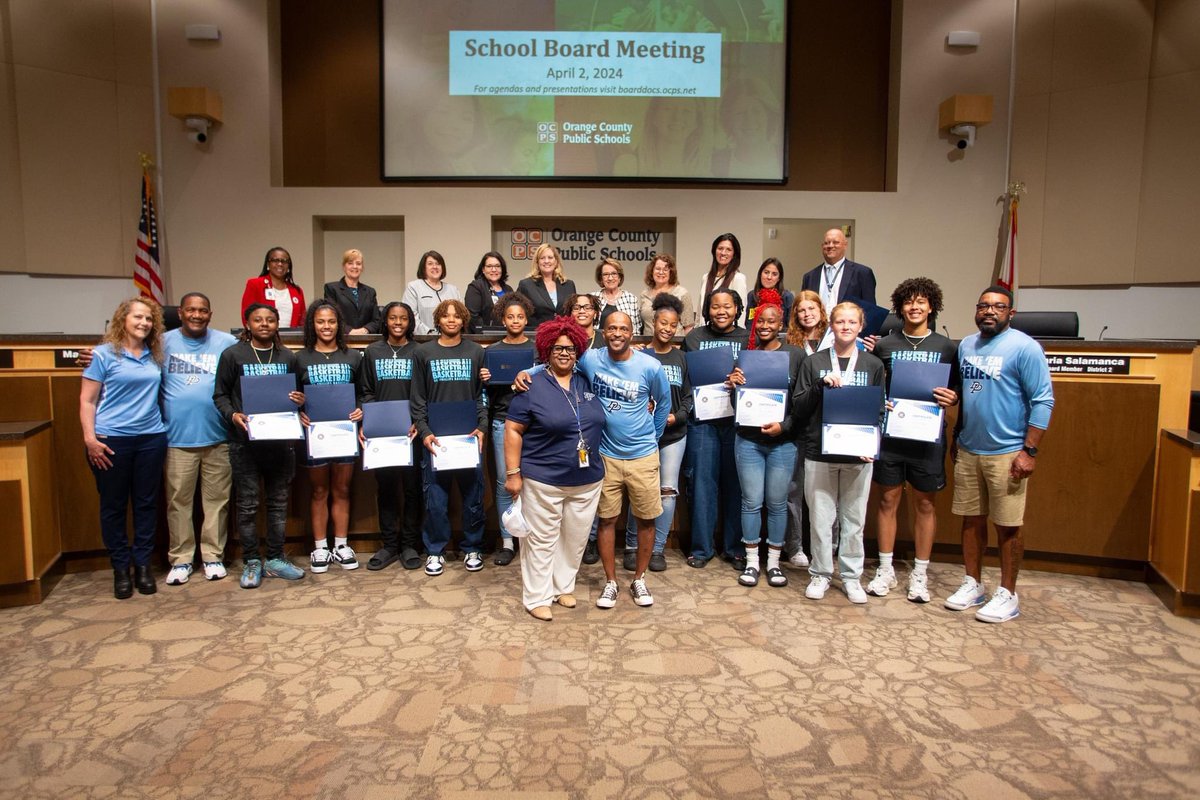 Congrats to the Competitive Cheer teams from @WestOrange_OCPS and @WPHS_OCPS, @DrPhillips_OCPS Girls Basketball team and the @Olympia_OCPS Boys Wrestling team on their state championship wins! #ocps