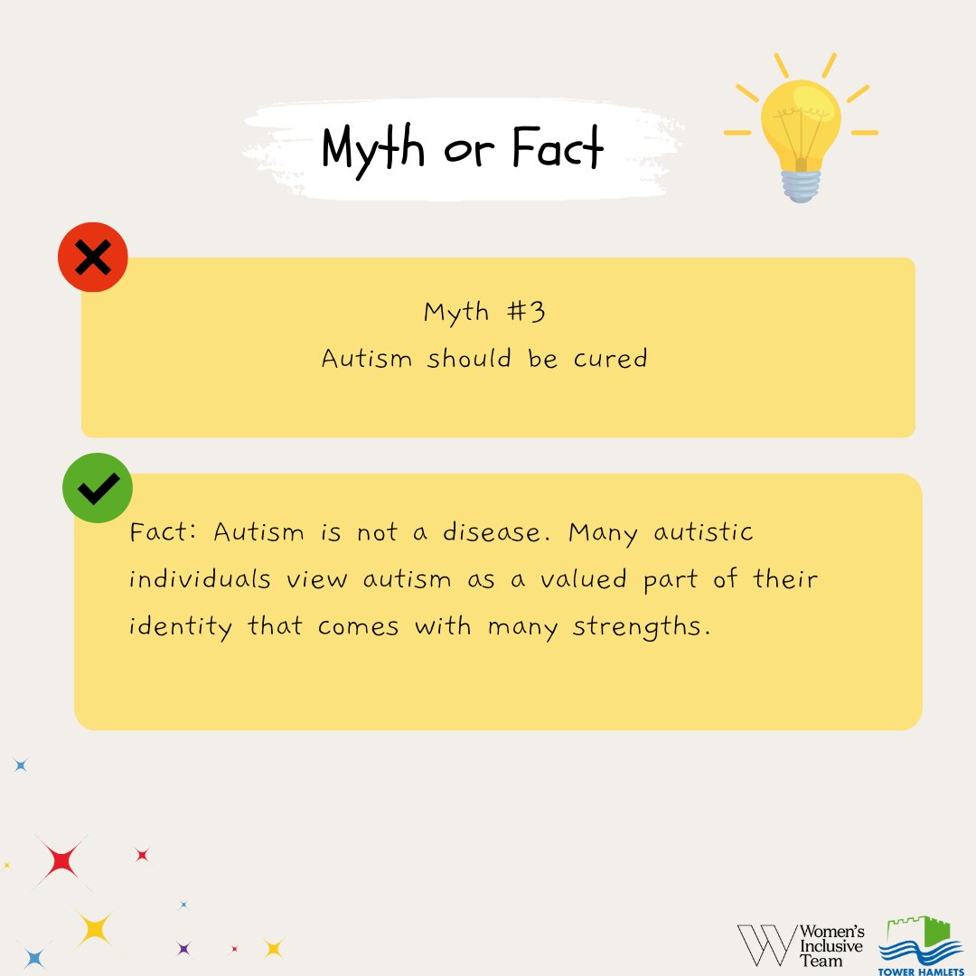 Autism Acceptance Week is here!✨✨Let's celebrate by debunking common misconceptions about autism and promoting understanding and acceptance for individuals. Autism isn't a one-size-fits-all diagnosis, it's a spectrum of unique strengths and challenges. @towerhamletsnow