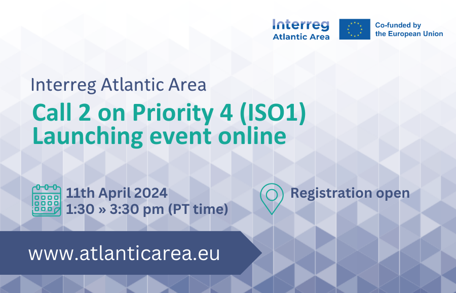 Do you want to learn more about our upcoming Call for projects? We are looking for a highly innovative project aligned with our #interregatlanticarea Priority 4. Join us online on 11.04 to get all the insights. Info & registration: atlanticarea.eu/news-events/ev…