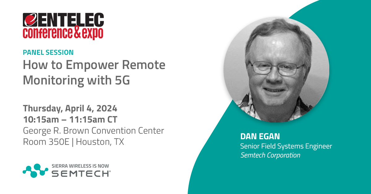 Make sure you catch Semtech's Dan Egan speaking at the ENTELEC Association conference and expo tomorrow! He will be sharing insights on leveraging 5G for remote monitoring at 10:15am. Don't miss it! hubs.la/Q02rGbR50 #Semtech #ENTELEC #5G