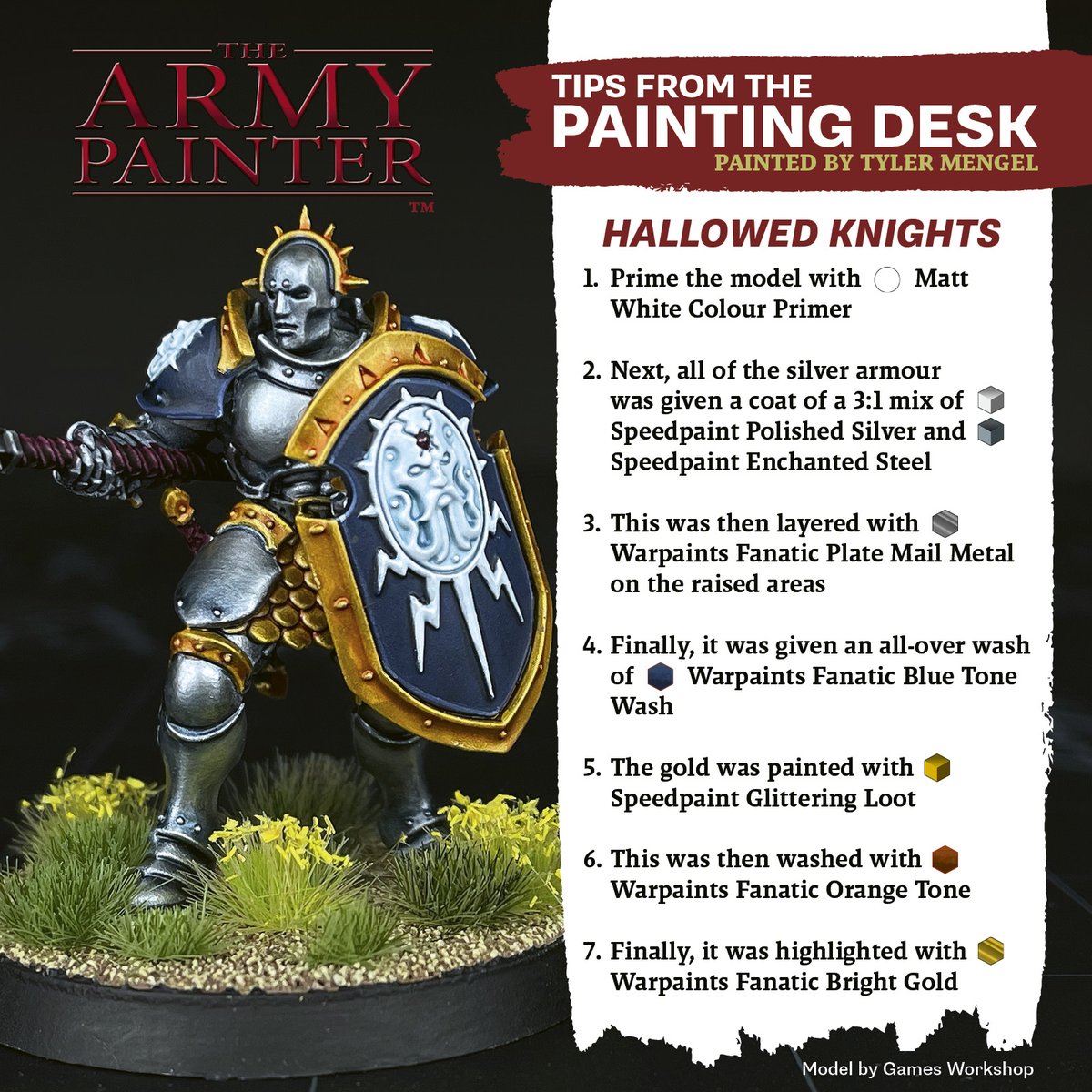 Welcome back to Tips from the Painting Desk with another entry from our Social Media Specialist, Tyler! Gold is so last edition. Find out how to get your Hollowed Knights Stormcast onto the table quickly to take care of that pesky rat problem with this handy tutorial!