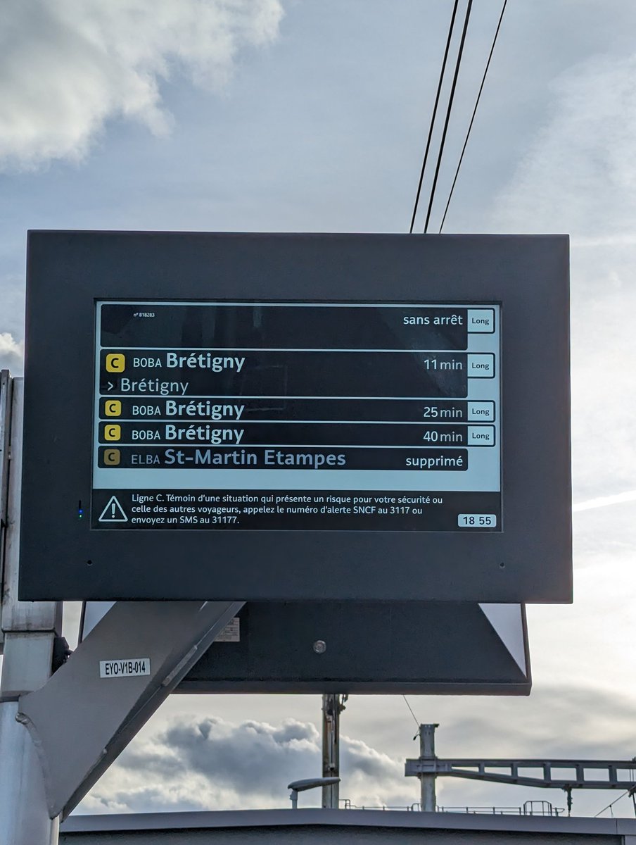 ApuntesWebDev's tweet image. ⚠️@RERC_SNCF @SNCFVoyageurs @GroupeSNCF comment on fait pour y aller vers Dourdan ou Saint Martin Etampes ?! C'est vraiment pénible la manque de trains et en plus les 50 minutes d'attente pour les bus de remplacement à Brétigny.