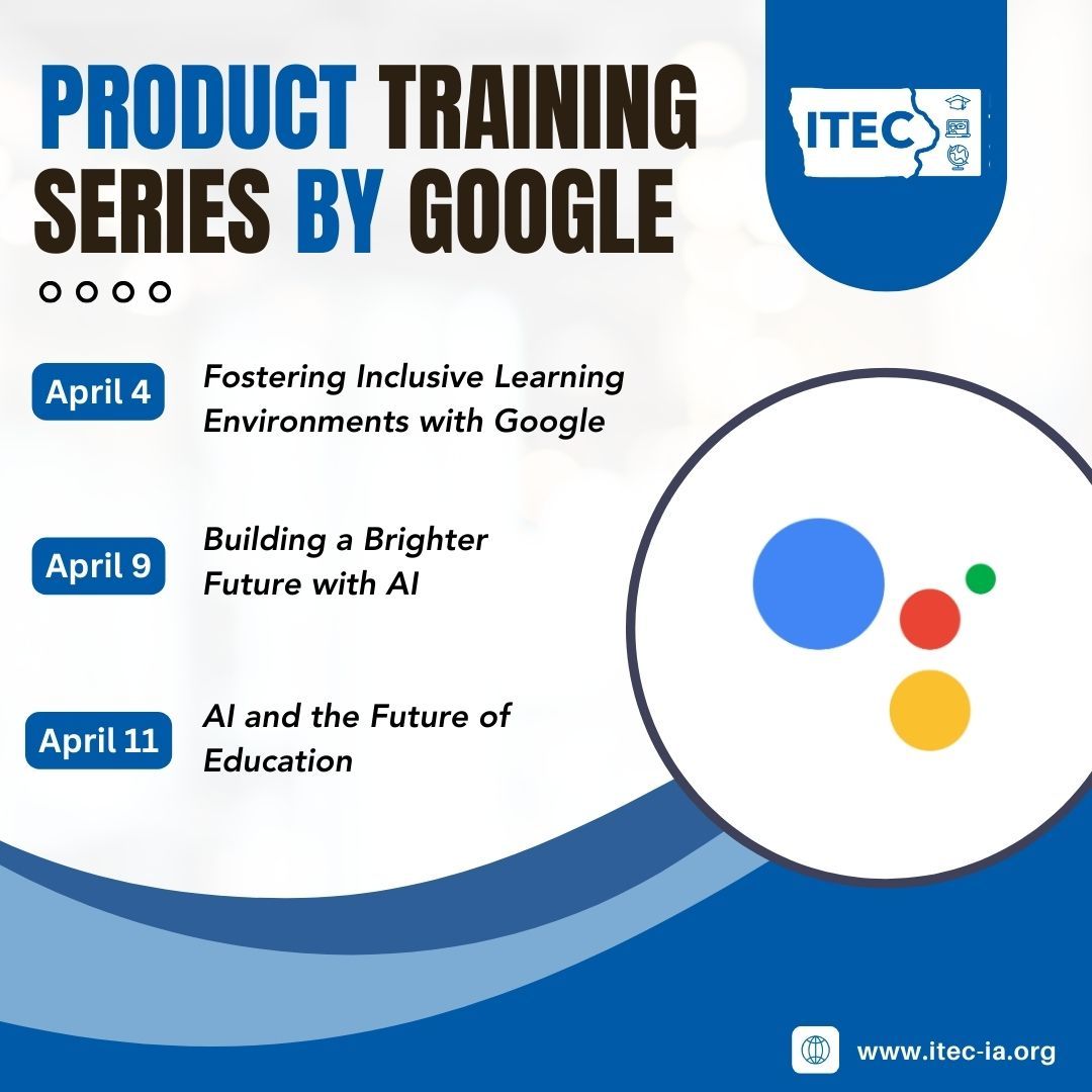 Did you know that the Google for Eduation Team is putting on some free Product Training Sessions? From Fostering Inclusive Learning to the impact of AI on Education, these sessions will provide some great insights. ✅ Learn More 🔗 buff.ly/4czH8kS #itecia #edtech