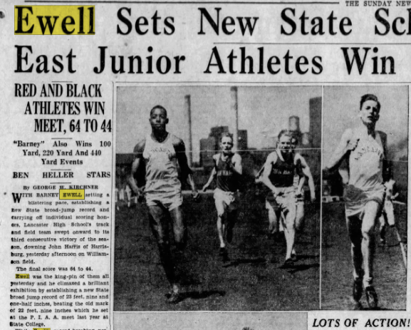 Been working on a long-term project for @JasonGuarente and made a surprising discovery! Lancaster Olympian Barney Ewell's high school broad jump mark of 23-9.5 didn't come in 1935... it came 2 years later! @LancasterSports @CentralPARunner