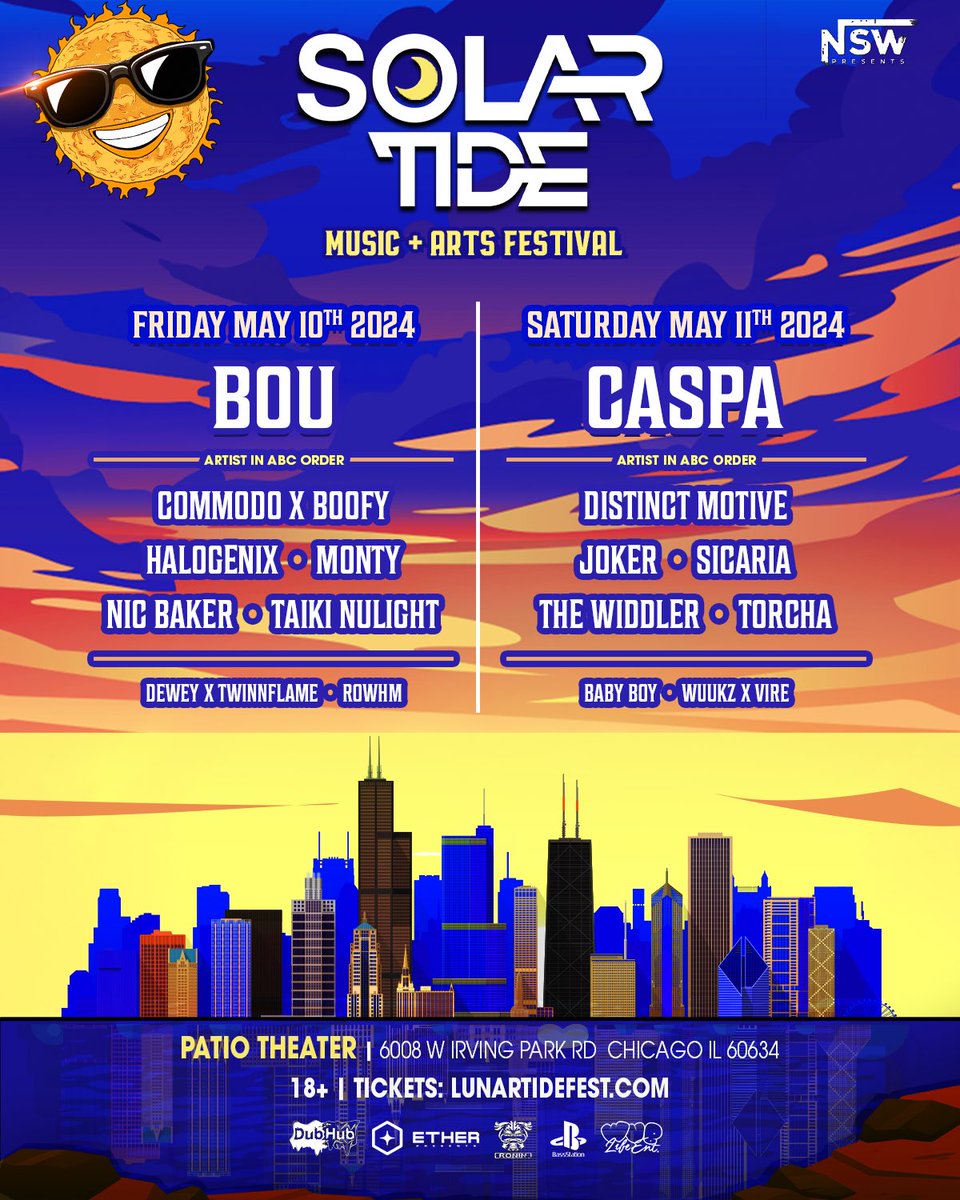 𝙎𝙄𝙉𝙂𝙇𝙀 𝘿𝘼𝙔 𝙇𝙄𝙉𝙀𝙐𝙋𝙎 🌞🌊 We are extremely excited to announce our daily lineups for Solar Tide 2024 coming up on May 10 + 11! 🍾🎉 Single day passes are now available and 2-day passes are moving quickly! More info at the link in our bio 📱