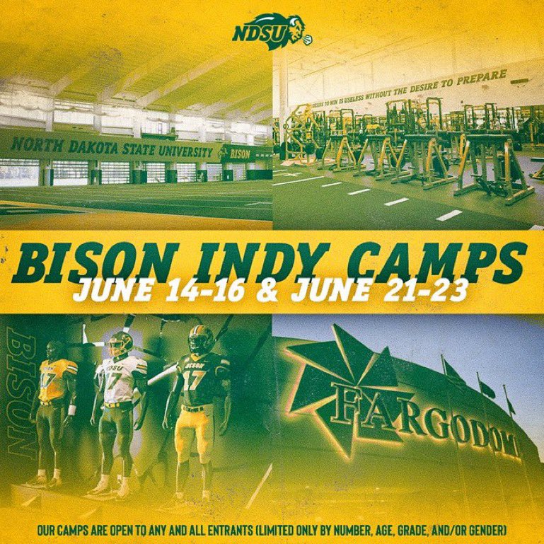 Thank you for the information and invite! <a href="/NDSUfbCamp/">NDSU FB Camp</a> <a href="/NDSUfootball/">NDSU Football</a>