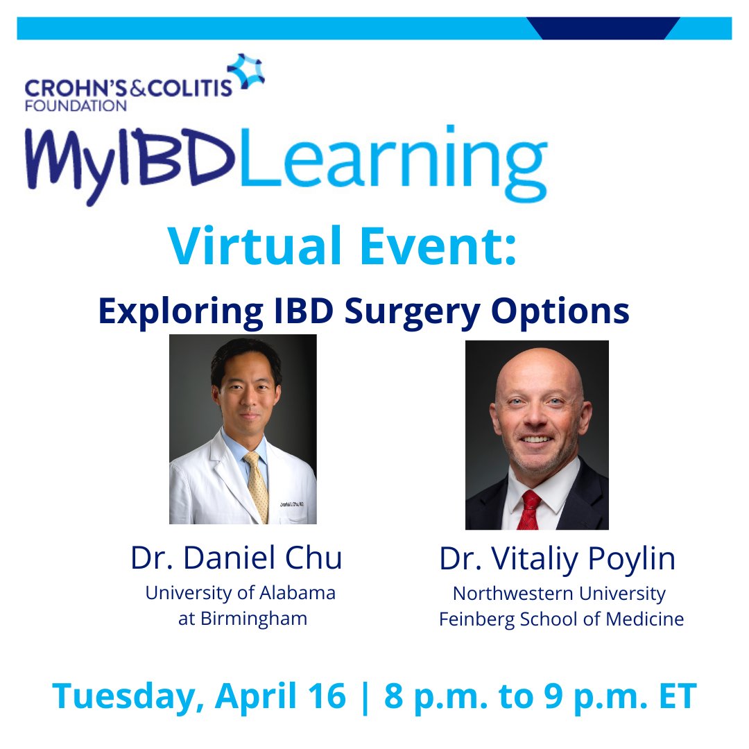 Join us for a virtual MyIBD Learning event on April 16: Exploring IBD Surgery Options. Whether you're a patient or caregiver, this is your chance to stay informed and empowered on your IBD journey. Register here: bit.ly/493cb5D