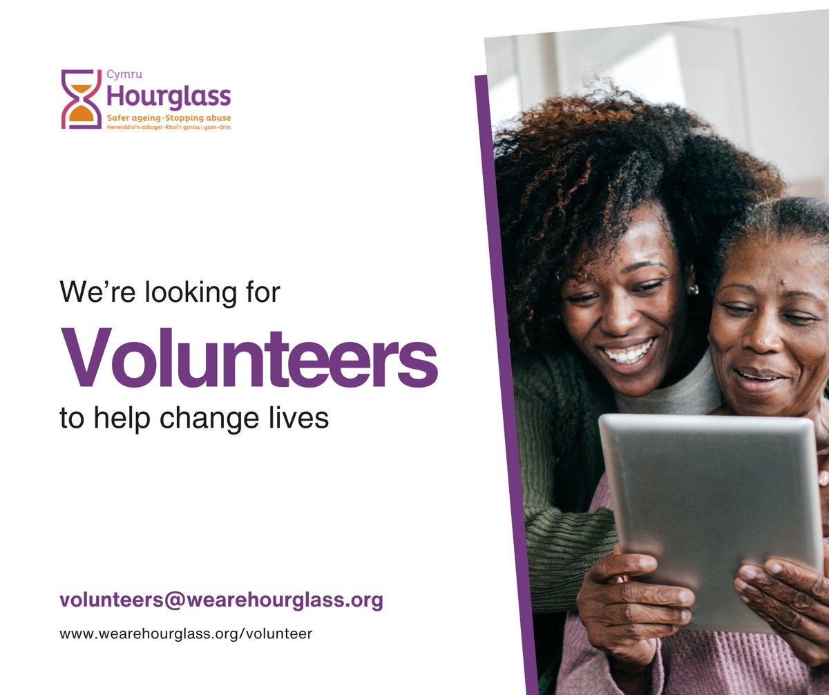 Join Hourglass in making a meaningful difference by volunteering to support older victim-survivors of abuse across Wales. Explore opportunities by visiting www.wearehourglass/volunteer.