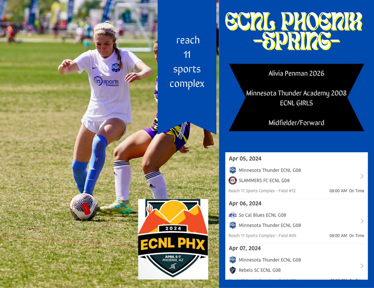 Headed to the desert with <a href="/MTA08ECNL/">MTA07-08ECNL</a> for #ECNLPHX !
Come watch us play this weekend!
<a href="/ECNLgirls/">ECNL Girls</a>