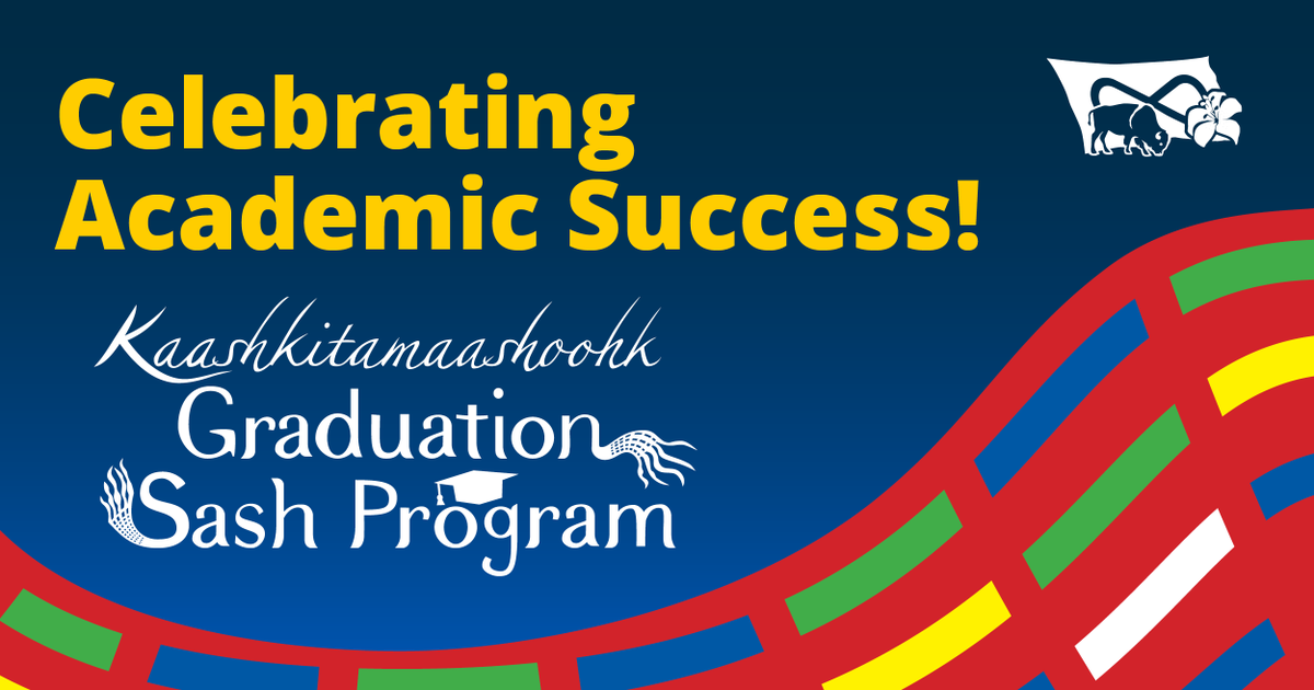 Métis Graduating students of 2024 – MN–S wants to celebrate your academic success by gifting you a Métis sash! Show your cultural pride at graduation by wearing a Métis sash as you walk the stage! Find out what’s required and apply today at metisnationsk.com/education