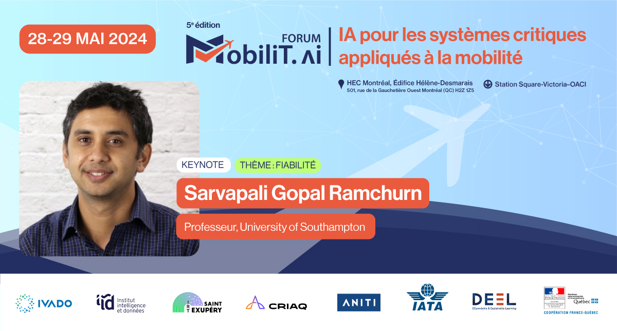 Le 28 mai prochain, venez assister à une présentation de Sarvapali Gopal Ramchurn, professeur en intelligence artificielle à University of Southampton. mobilit.ai #MobiliTAI
- 
On May 28, join us for a presentation by Sarvapali Gopal Ramchurn.