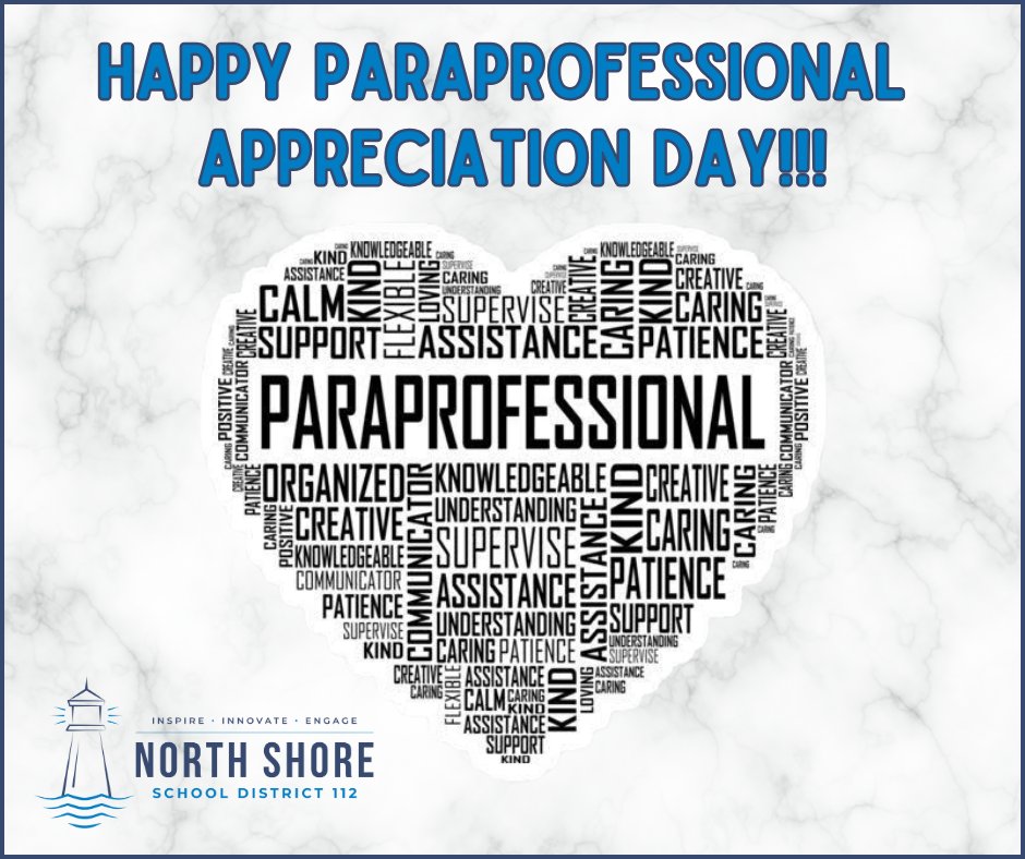 Today, on Paraprofessional Appreciation Day, we celebrate and recognize the dedication and hard work of all our paraprofessionals. Your commitment to supporting students and teachers does not go unnoticed and your are making a profound difference every day. Thank you! #112leads